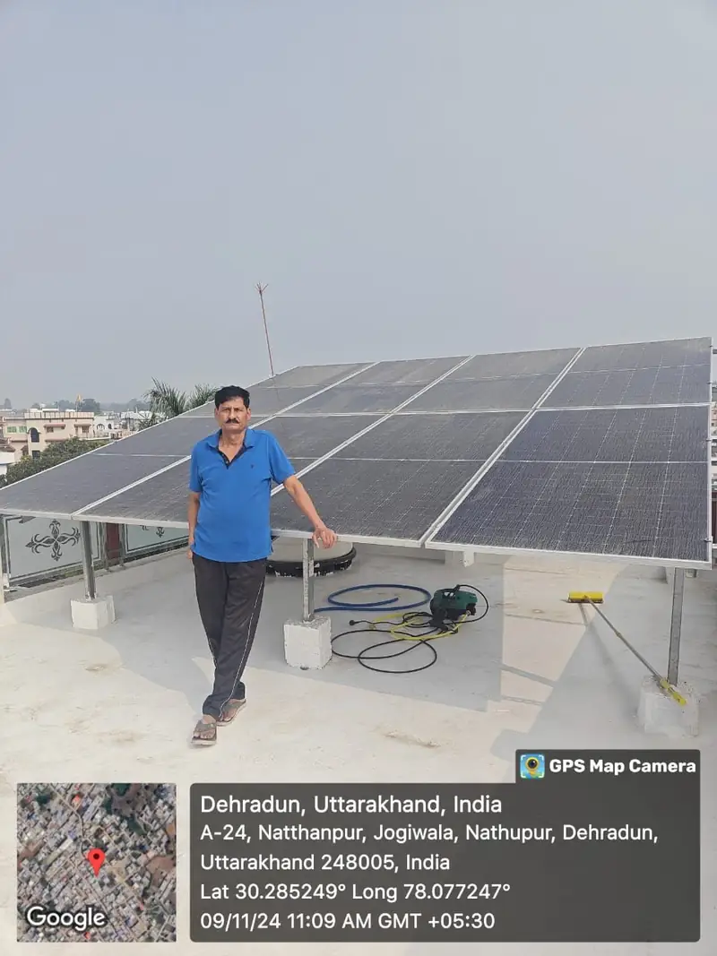 Solar panels on a rooftop in Nathuwala, Dehradun
